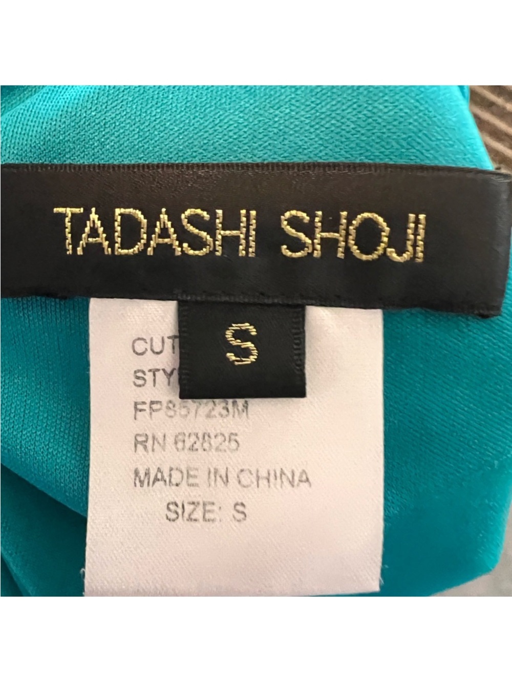 TADASHI SHOJI Small Teal Green One shoulder Rouched Draped Midi Dress Exc Cond - Picture 7 of 8
